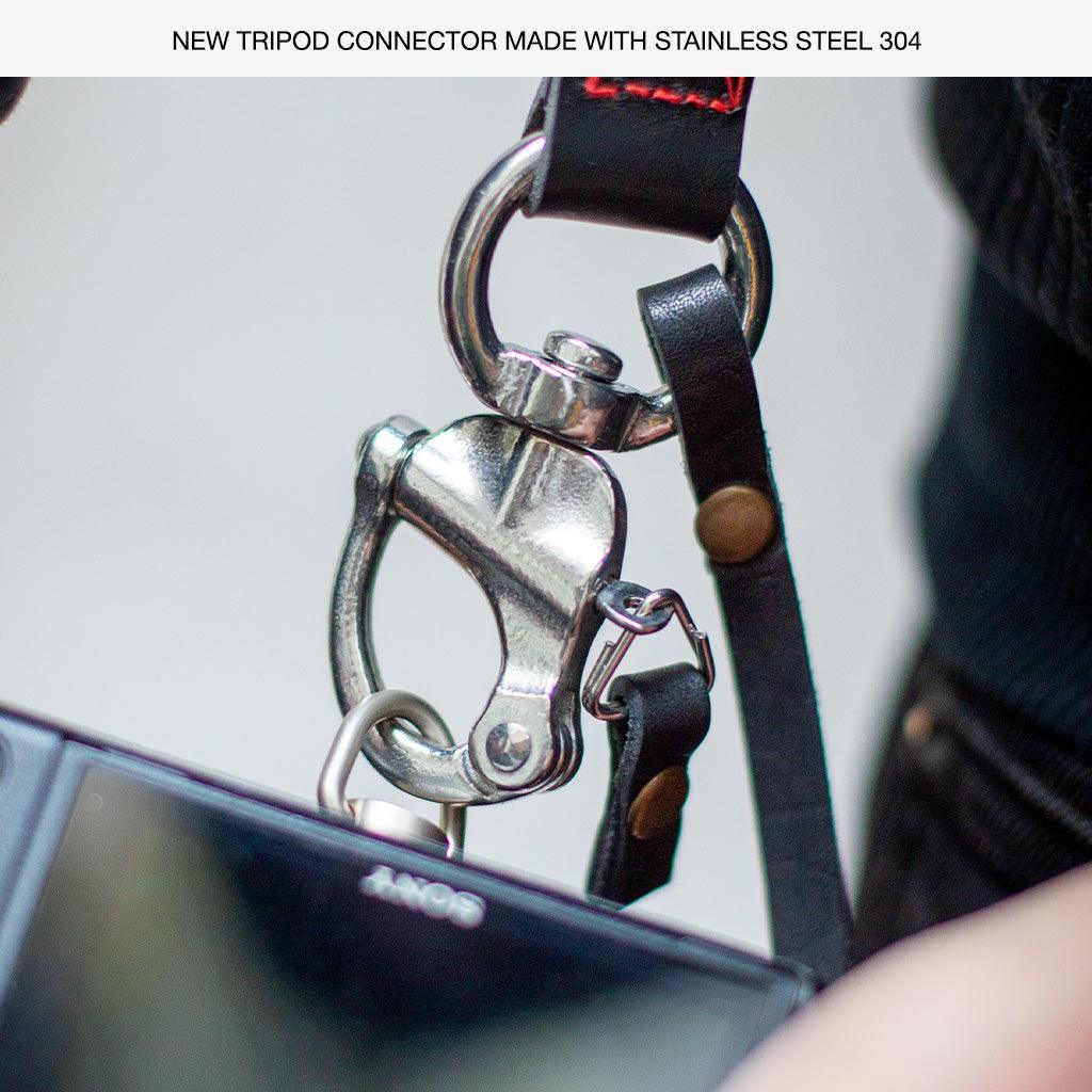 Tokyo #703 - Tanned & Red dual leather camera strap - Handmade Bronkey Premium Goods ®