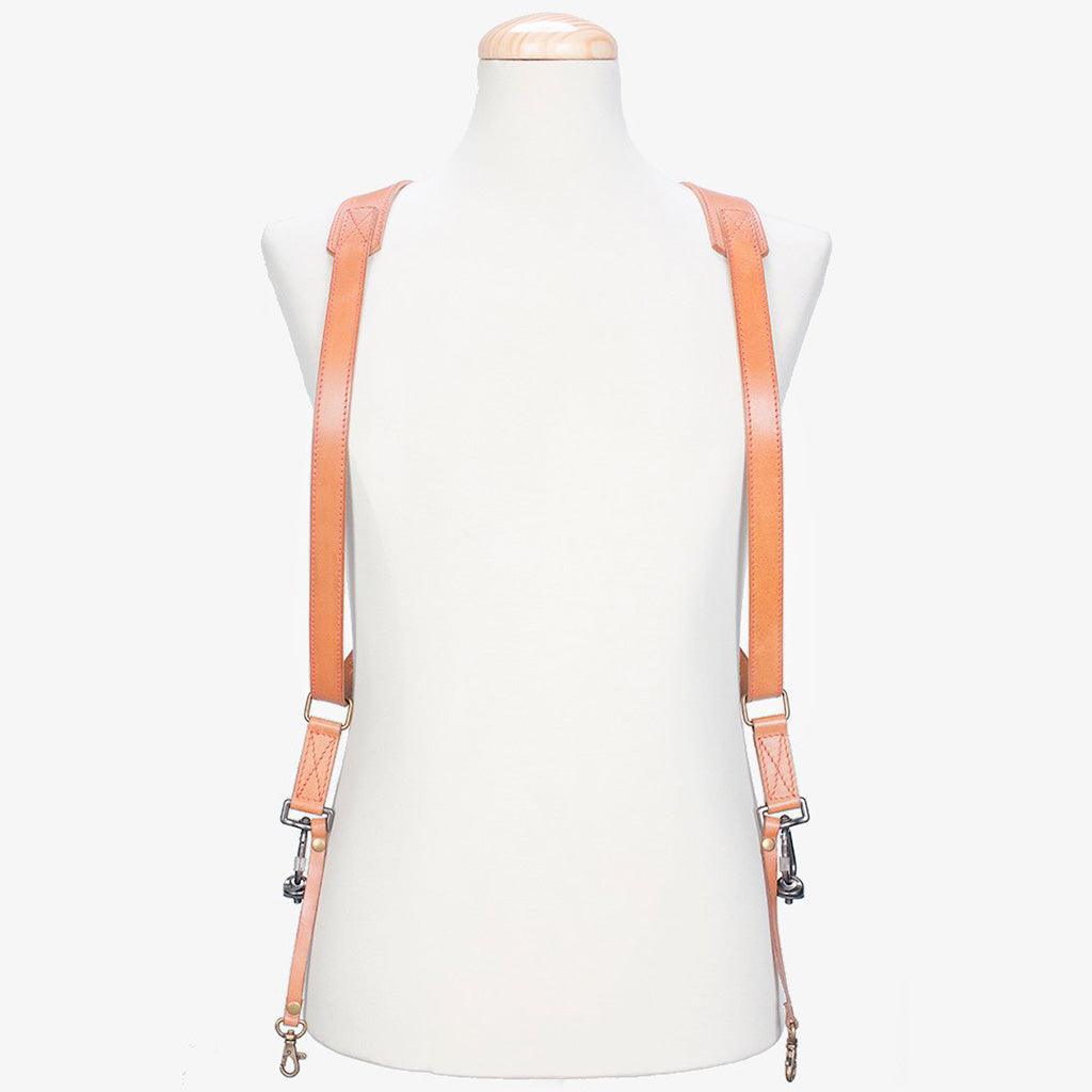 Tokyo #703 - Tanned & Red dual leather camera strap - Handmade Bronkey Premium Goods ®