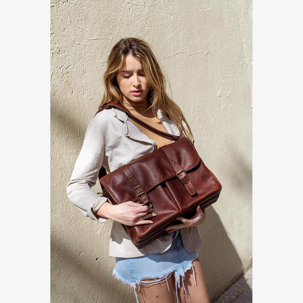 Roma Cognac Leather Camera Bag - Handmade Bronkey Premium Goods ®