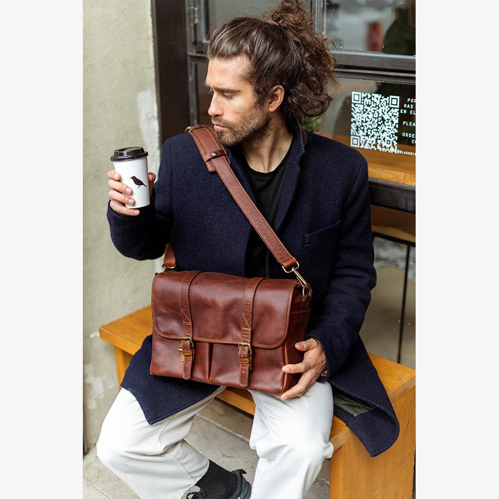 Leather messenger camera bag Clearance
