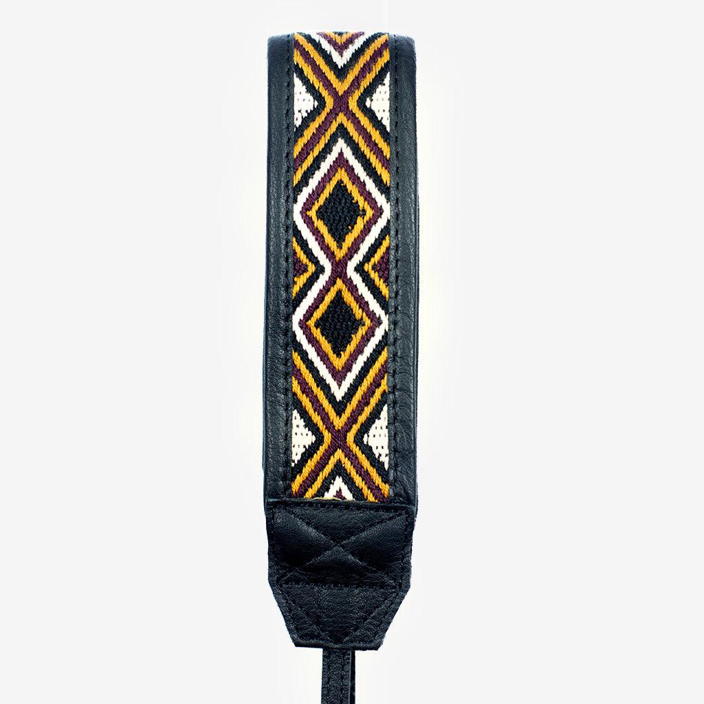 Jaipur #108 - Fabric &amp; Leather camera strap - Handmade Bronkey Premium Goods ®