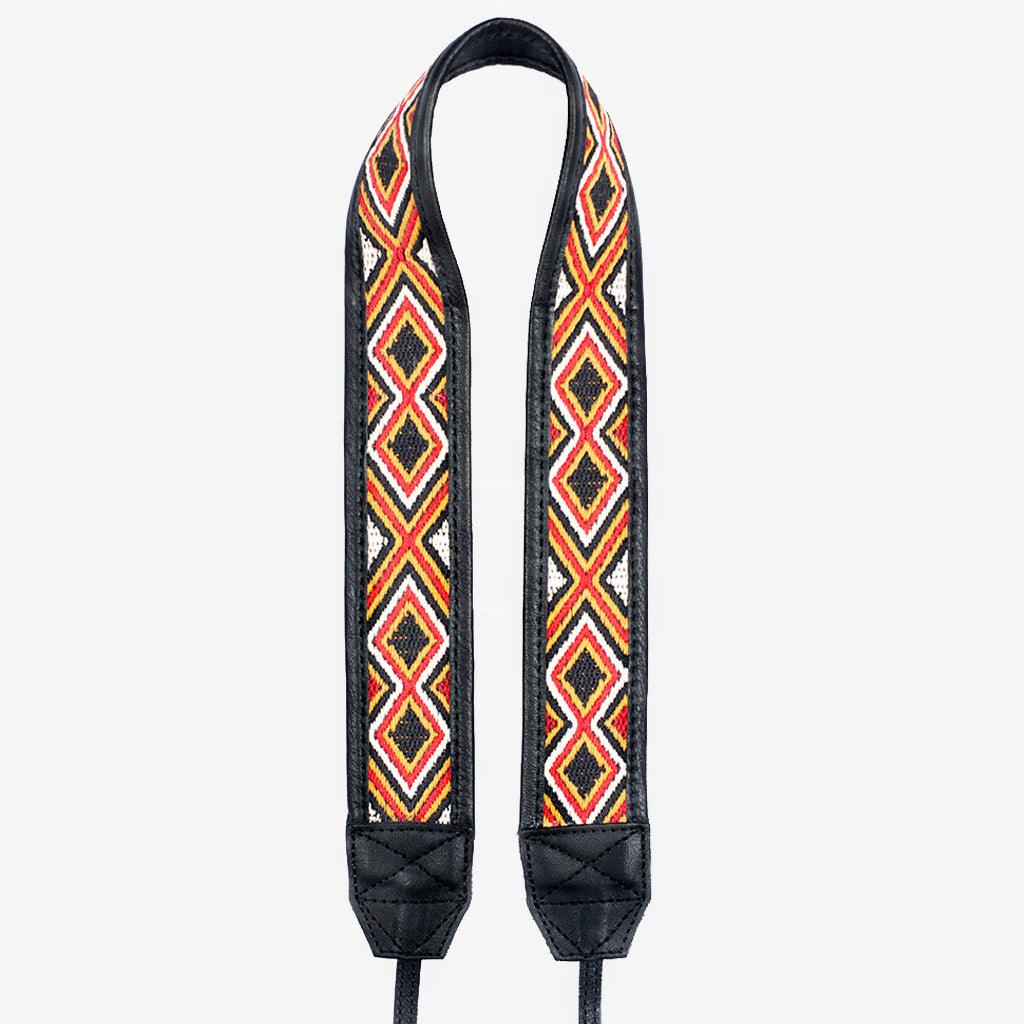 Jaipur #109 - Fabric &amp; Leather camera strap - Handmade Bronkey Premium Goods ®