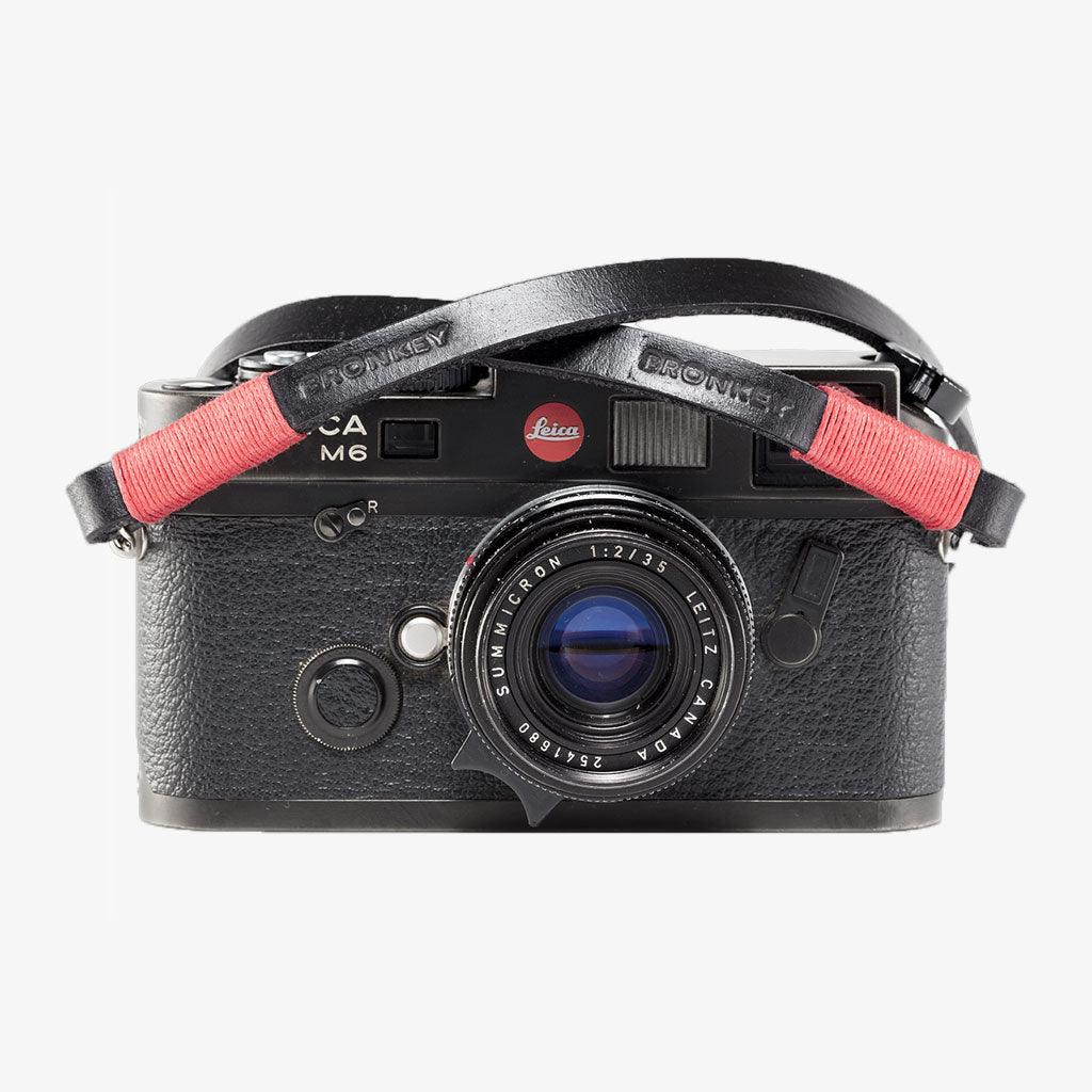 Tokyo #101 - Black &amp; Red leather camera strap - Handmade Bronkey Premium Goods ®
