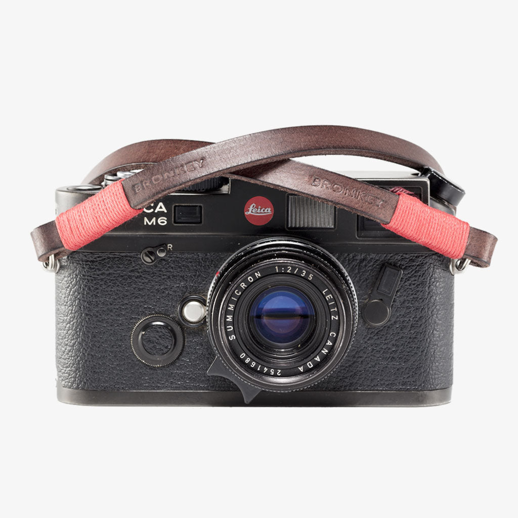 Tokyo #102 - Brown &amp; Red leather camera strap