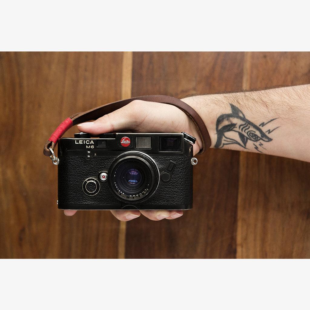 Tokyo #202 - Brown & Red leather camera strap - Handmade Bronkey Premium Goods ®