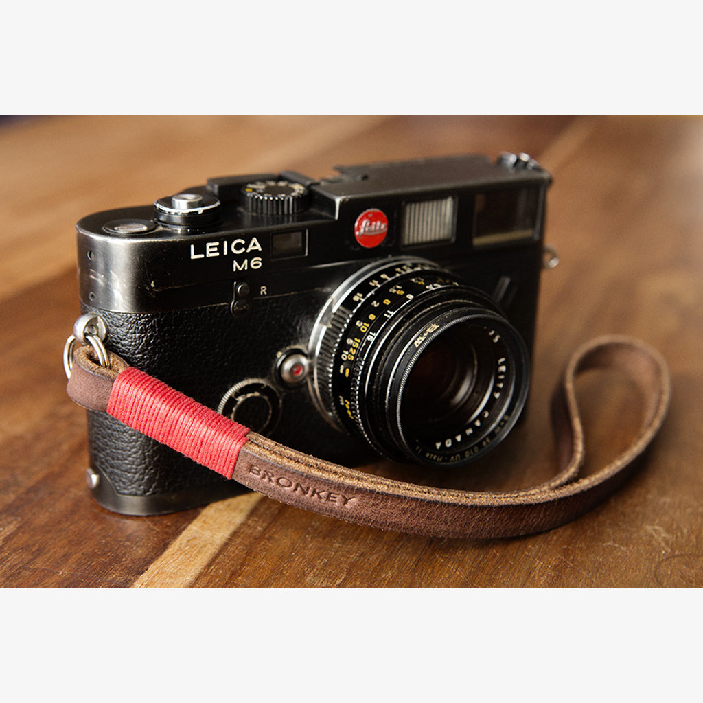 Tokyo #202 - Brown &amp; Red leather camera strap