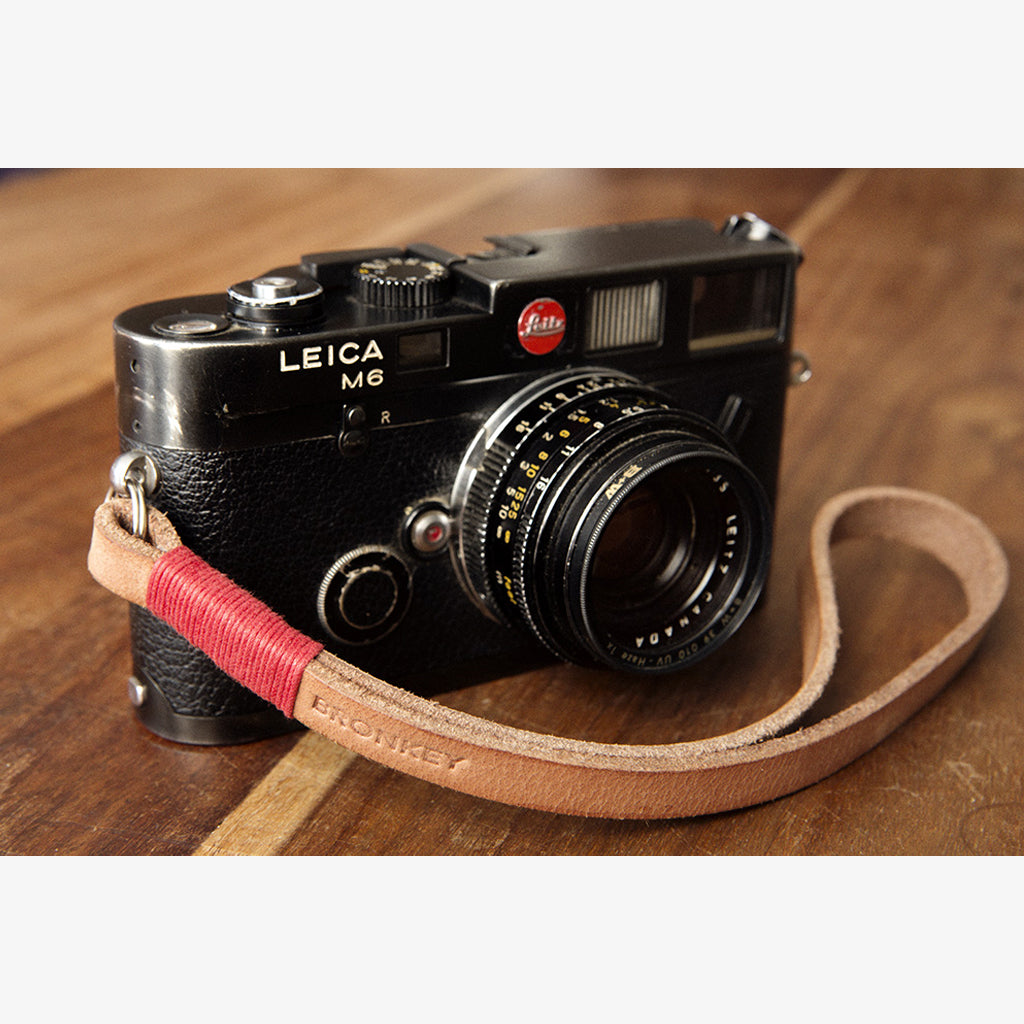 Tokyo #203 - Tanned &amp; Red leather camera strap