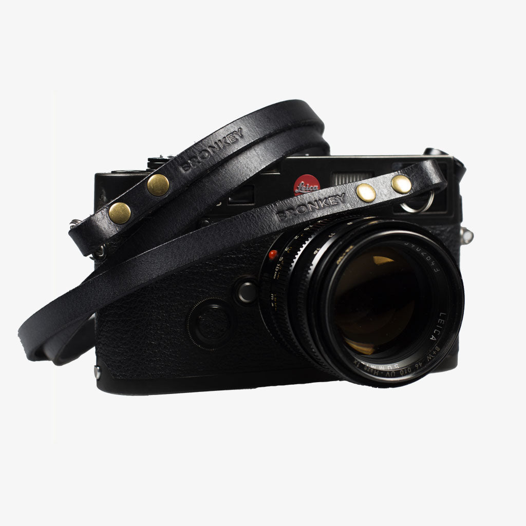 Berlin #101 - Black Leather camera strap