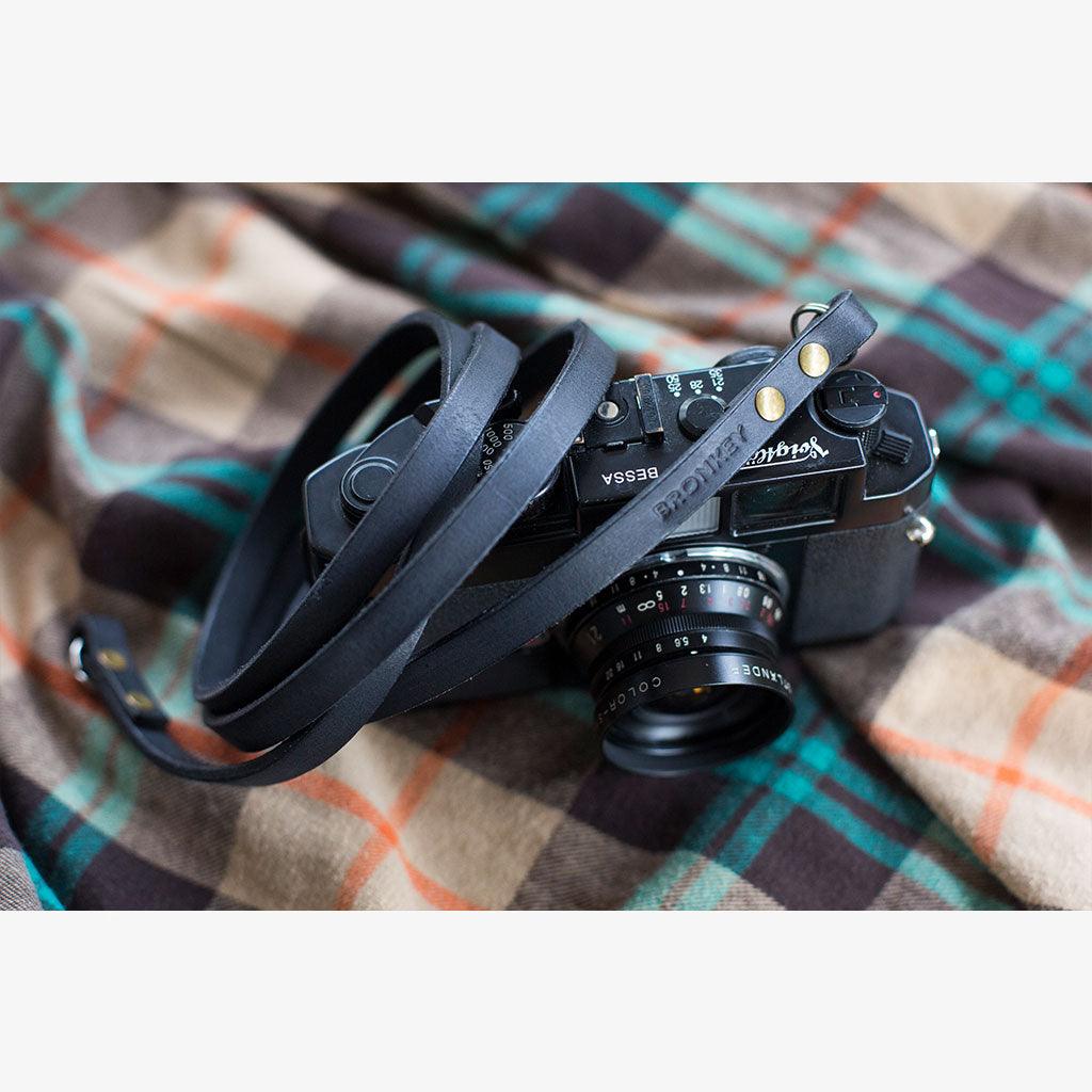 Berlin #101 - Black Leather camera strap - Handmade Bronkey Premium Goods ®