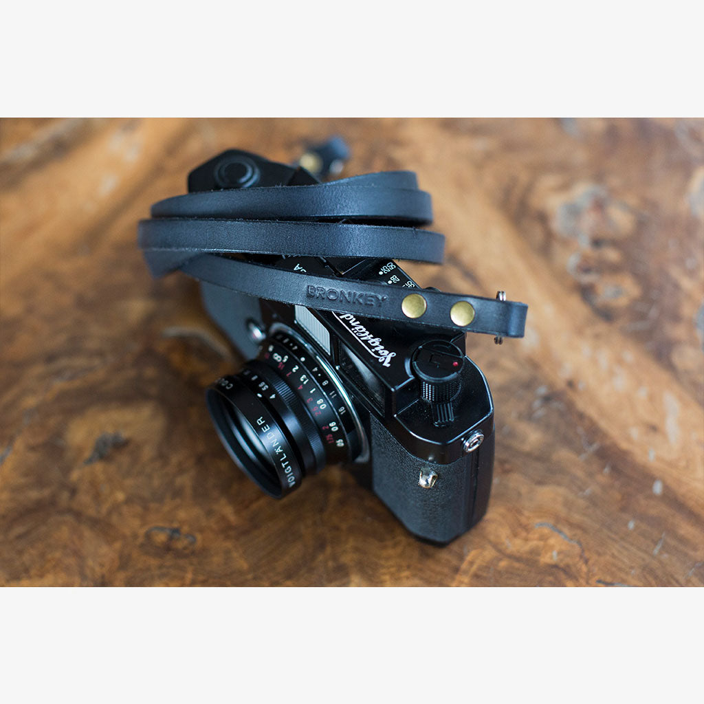 Berlin #101 - Black Leather camera strap