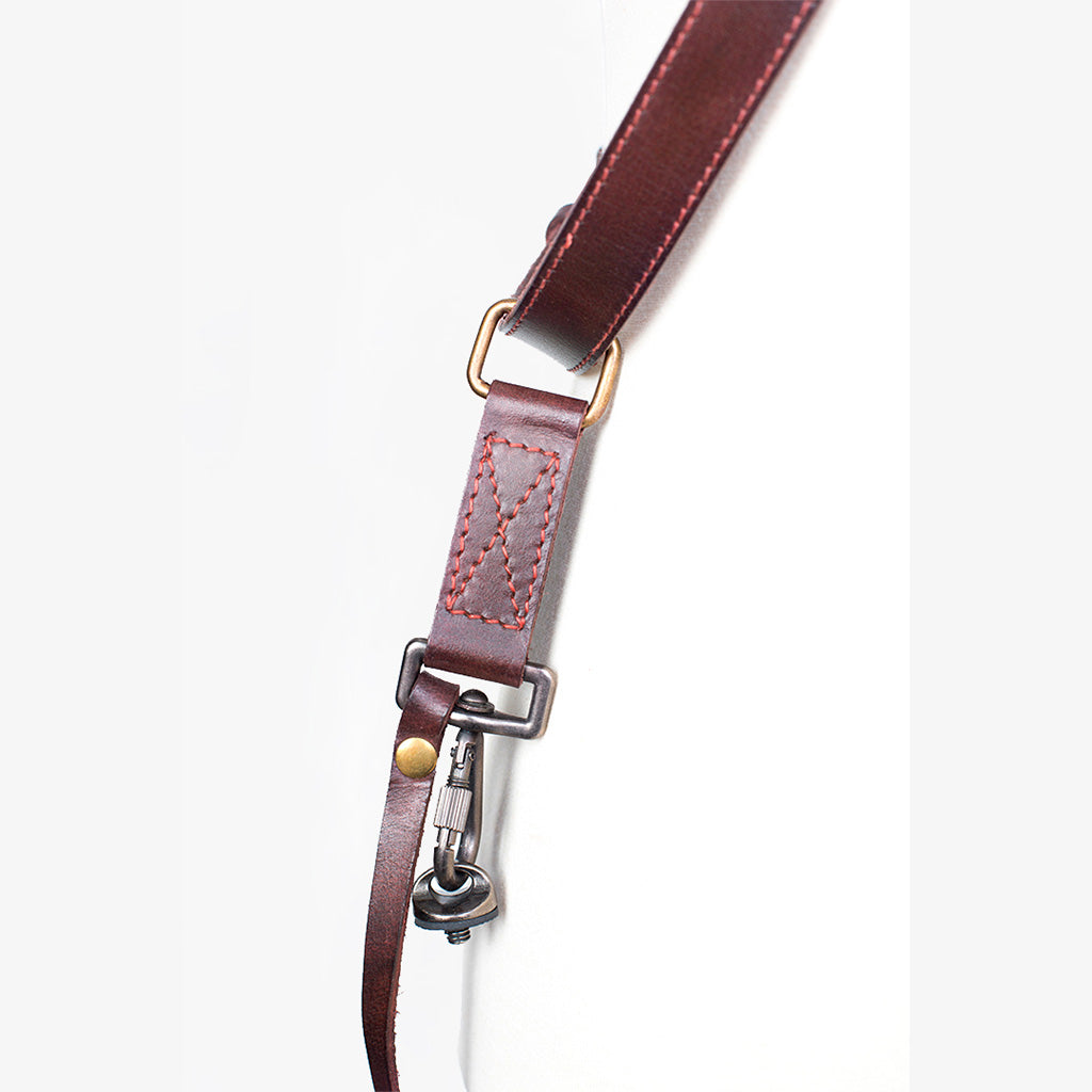 Tokyo #602 - Brown &amp; Red sling leather camera strap